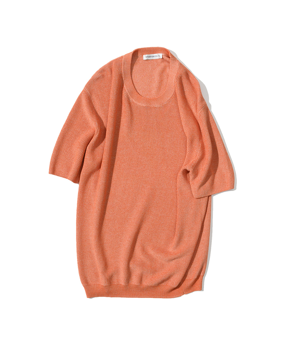 Soft Color Mix Hook Weave Knit_Orange