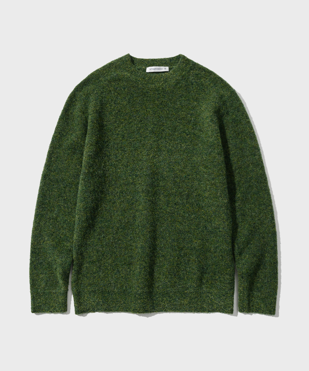 Minimal Wit Boucle Pullover_Forest