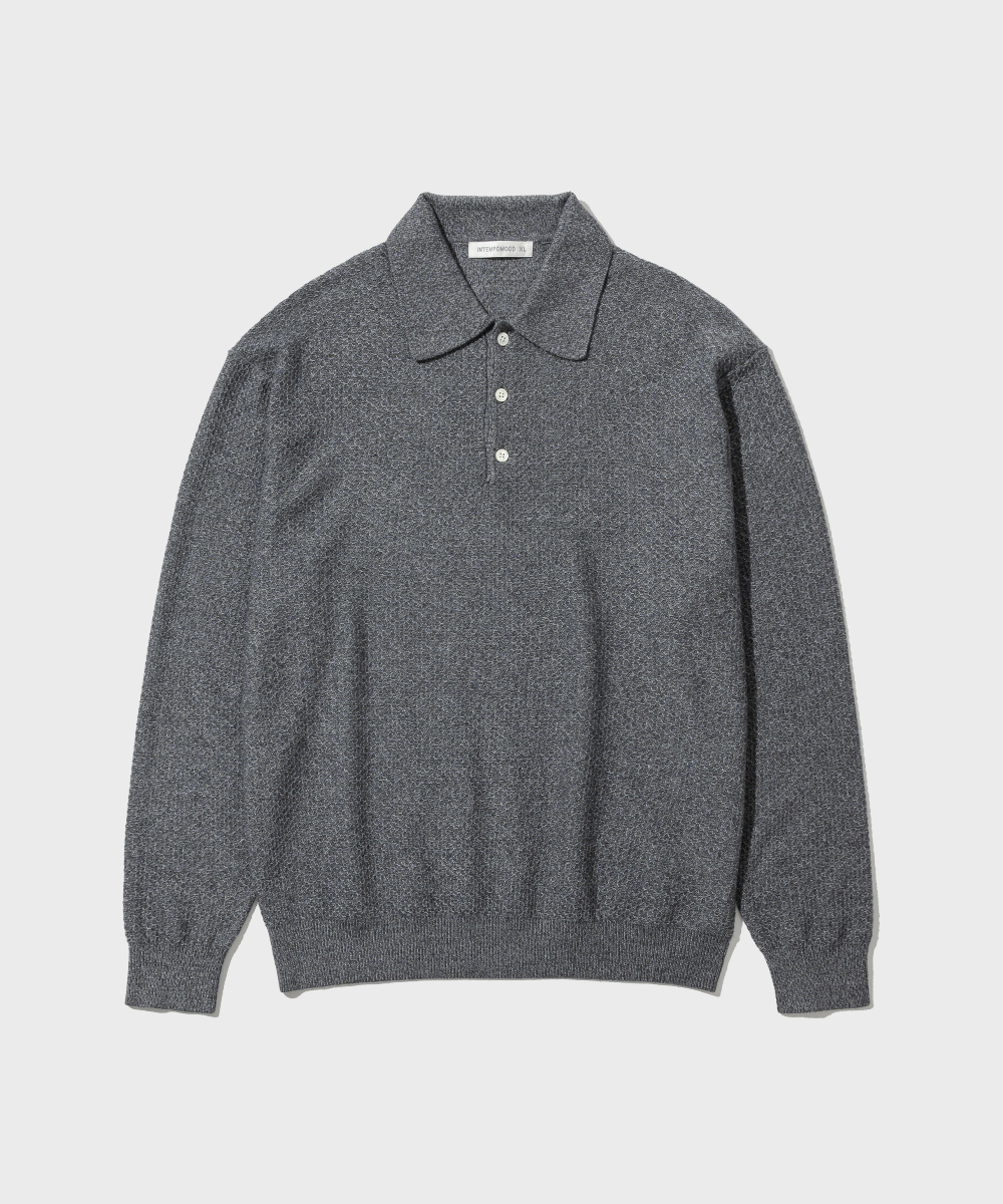 Soft Touch Waffle Collar Knit_Stone Gray